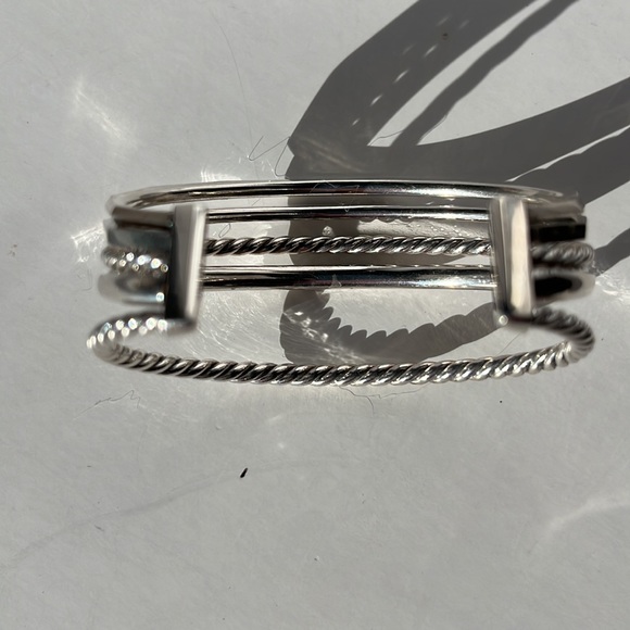 David Yurman Stax- 5 Silver and Diamond Cuffs Combined into one Cuff Bracelet - Picture 8 of 16